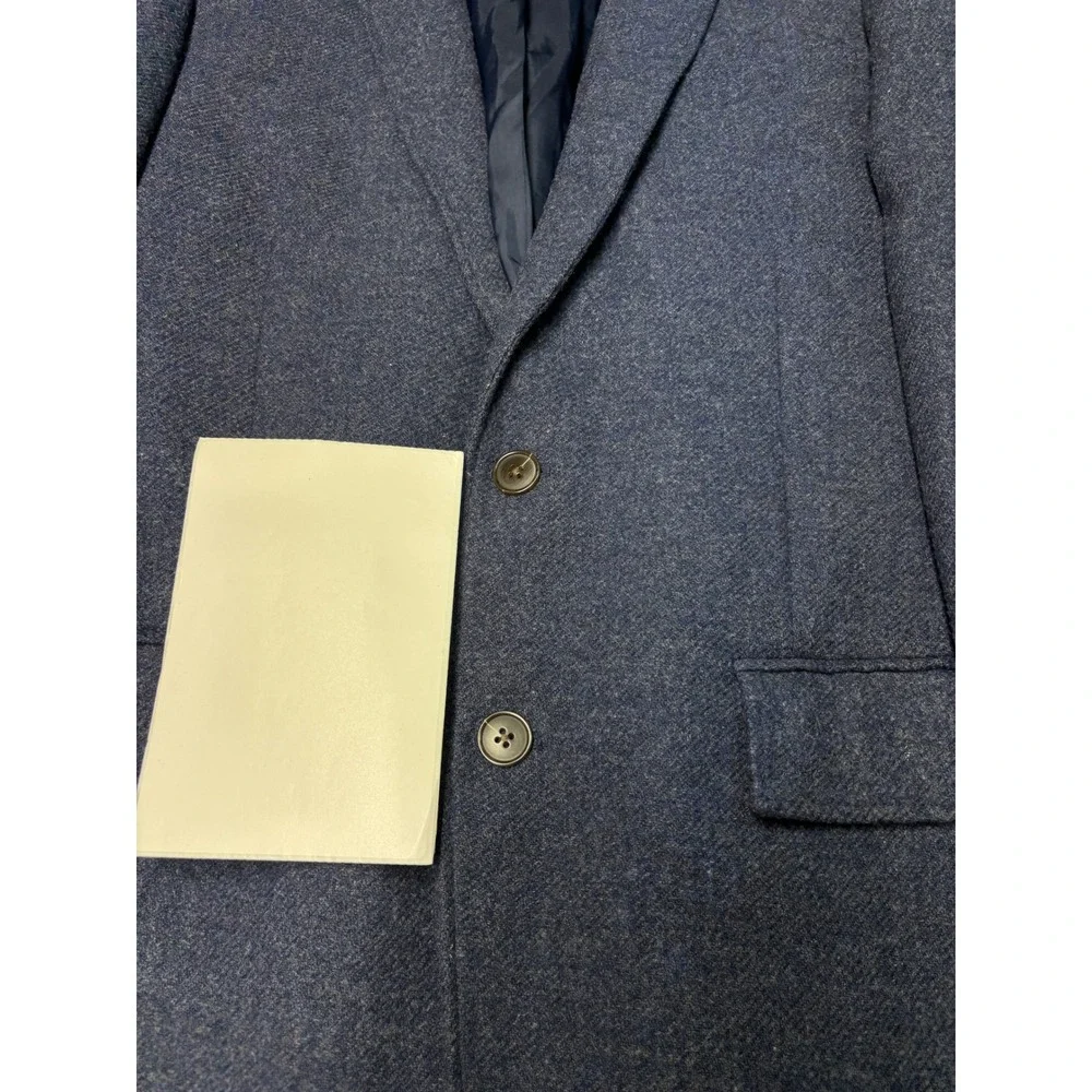 J. Crew Mens 38R Blue Wool Blend Blazer Sport Coat Suede Elbow Patches